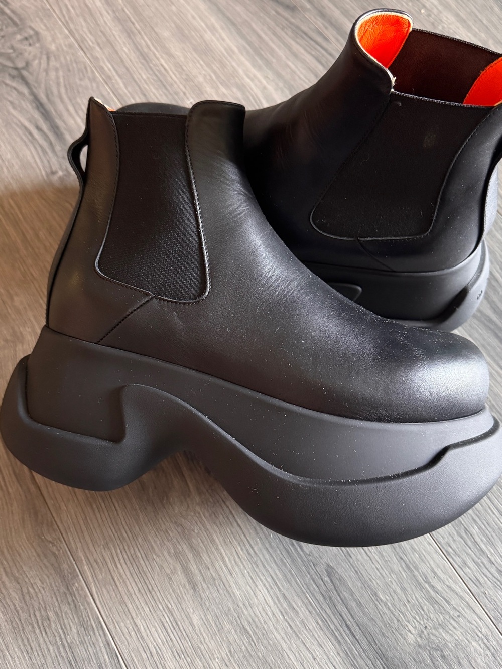 black leather Aras 23 platform Chelsea boots by Marni